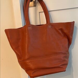Unbranded red leather(?) tote